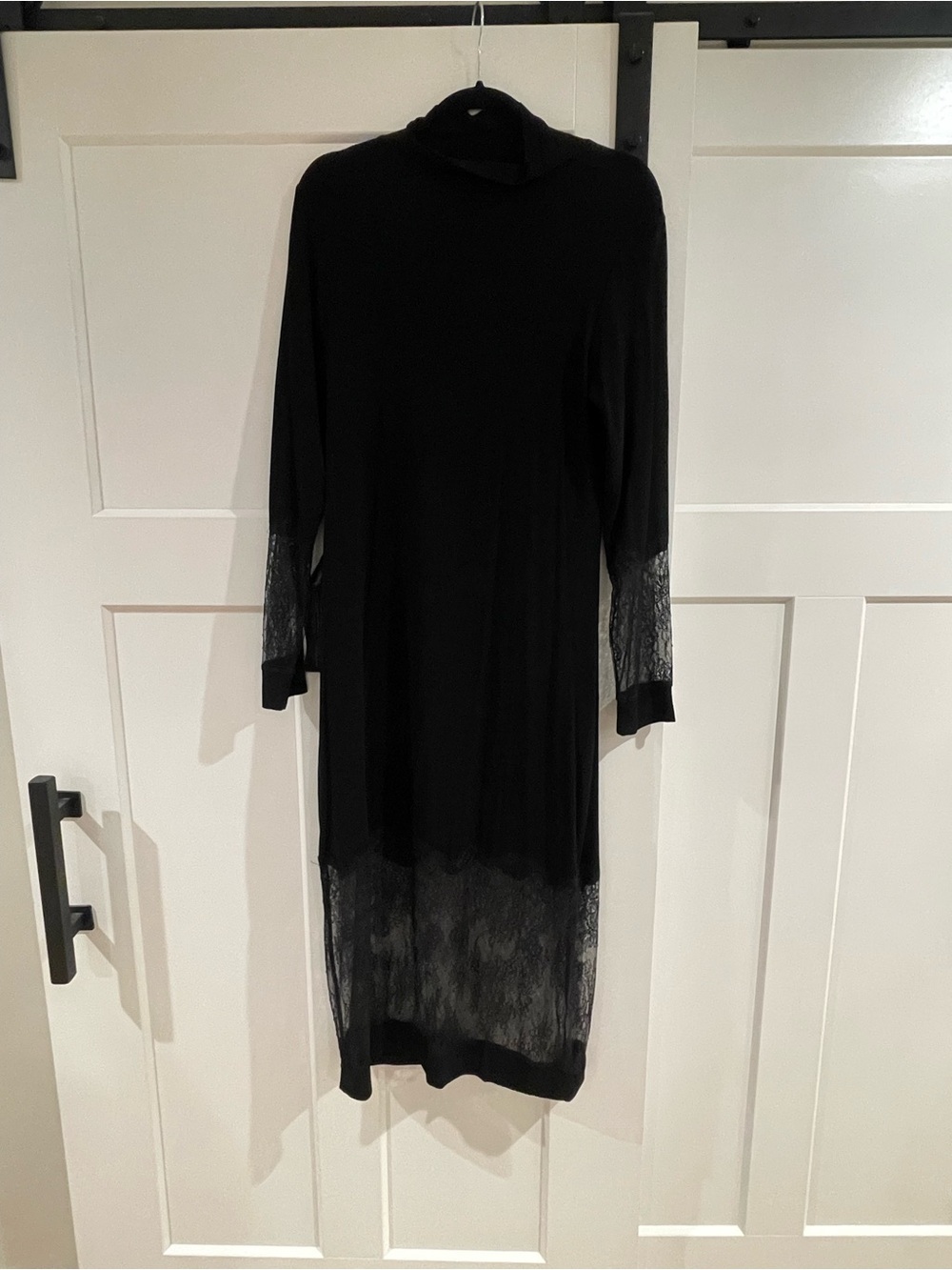 BCBGMaxAzria Black Long-Sleeve Lace-Trim Midi Dress
